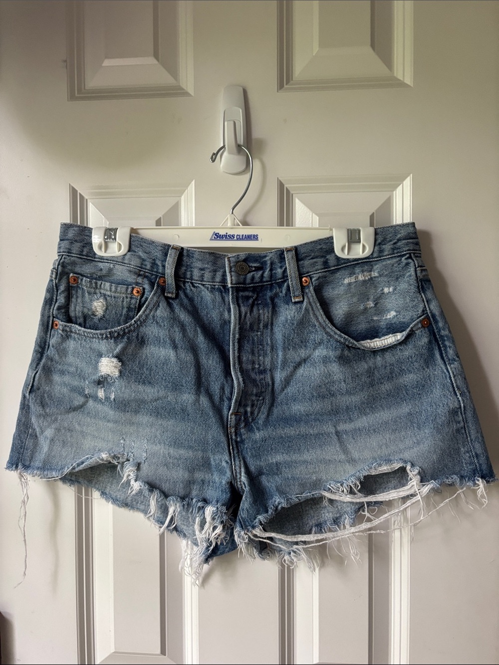 Levi's Distressed Medium Wash Jean Shorts